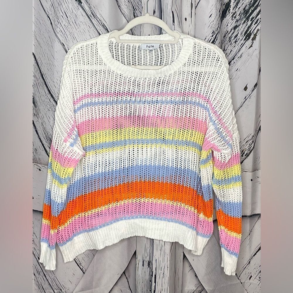 Fate Striped Striped Loosely Knit Sweater M